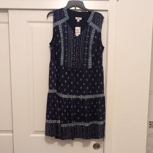 Style & CO - Navy Sleeveless Dress with Pattern Size 1X NWT